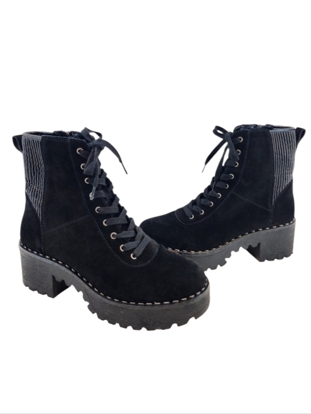 Vince Camuto Black Suede Lace-up Boots Women's Size 8.5
